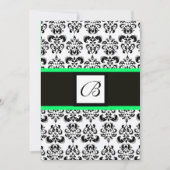Invitation MONOGRAMME DAMAS, noir et blanc, vert (Devant)