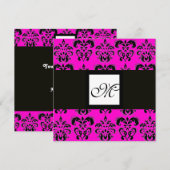 Invitation MONOGRAMME DAMAS, violet ,rose fuchsia (Devant / Derrière)