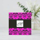 Invitation MONOGRAMME DAMAS, violet ,rose fuchsia (Debout devant)