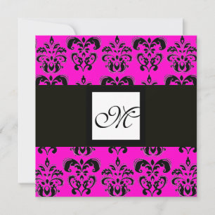Invitation MONOGRAMME DAMAS, violet ,rose fuchsia