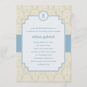 Invitation Monogramme Damask Baptême/Invitation Christening -