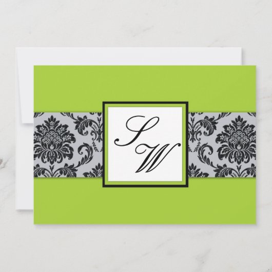 Invitation Monogramme Damask Vert (Dos)