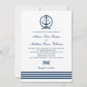 Invitation Monogramme d'ancre marine et rayures de mariage Na (Devant)