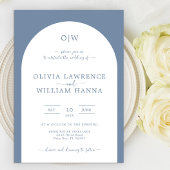 Invitation Monogramme d'arc bleu poussiéreux