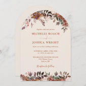Invitation Monogramme d'arc floral rustique Mariage de automn (Devant / Derrière)