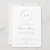 Invitation Monogramme d'art Dusty Blue Engagement Party (Devant)