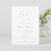 Invitation Monogramme d'art fin Dusty Rose (Debout devant)