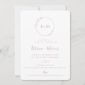 Invitation Monogramme d'art fin Dusty Rose (Devant)