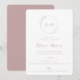 Invitation Monogramme d'art fin Dusty Rose