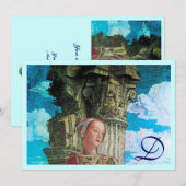 Invitation MONOGRAMME DE BEAUTÉ CLASSIQUE bleu antique clair (Devant / Derrière)