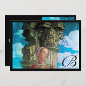 Invitation MONOGRAMME DE BEAUTÉ CLASSIQUE, bleu antique clair (Devant / Derrière)