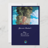 Invitation MONOGRAMME DE BEAUTÉ CLASSIQUE, bleu antique clair (Dos)