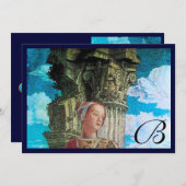 Invitation MONOGRAMME DE BEAUTÉ CLASSIQUE, bleu antique clair (Devant / Derrière)