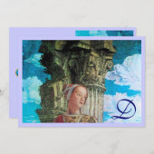 Invitation MONOGRAMME DE BEAUTÉ CLASSIQUE bleu antique clair (Devant / Derrière)