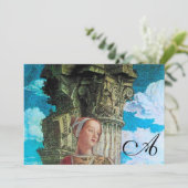 Invitation MONOGRAMME DE BEAUTÉ CLASSIQUE, bleu antique clair (Debout devant)