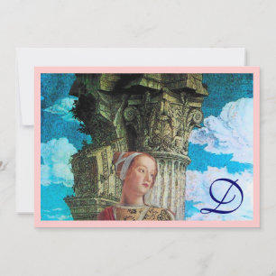 Invitation MONOGRAMME DE BEAUTÉ CLASSIQUE, rose bleu rose vif