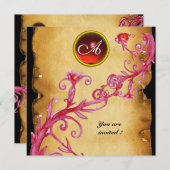 Invitation MONOGRAMME DE BÉRIES MAGIQUES, rouge (Devant / Derrière)