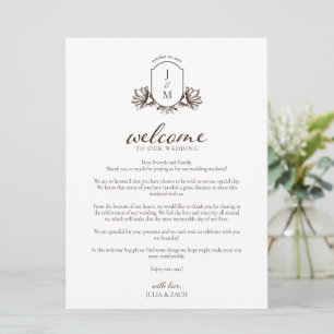 Invitation Monogramme de bienvenue/Itinéraire botanique vinta
