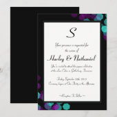 Invitation Monogramme de Bokeh Turquoise et violet (Devant / Derrière)