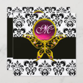 Invitation MONOGRAMME DE BOUTEILLE, damas blanc noir, rose (Devant / Derrière)