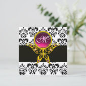 Invitation MONOGRAMME DE BOUTEILLE, damas blanc noir, rose (Debout devant)