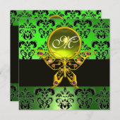 Invitation MONOGRAMME DE BOUTEILLE HYPER, damas vert, gemme j (Devant / Derrière)