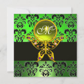 Invitation MONOGRAMME DE BOUTEILLE HYPER, damas vert, gemme j (Devant)