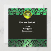 Invitation MONOGRAMME DE BOUTEILLE HYPER, damas vert, gemme j (Dos)