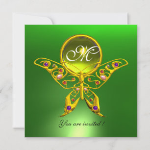Invitation MONOGRAMME DE BOUTEILLE HYPER, vert, topaz jaune