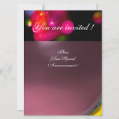 Invitation MONOGRAMME DE BULLE QUANTIQUE rouge noir rose (Dos)