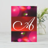 Invitation MONOGRAMME DE BULLE QUANTIQUE rouge noir rose (Debout devant)