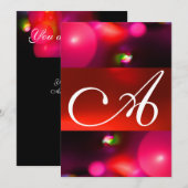 Invitation MONOGRAMME DE BULLE QUANTIQUE rouge noir rose (Devant / Derrière)