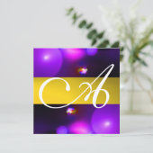 Invitation MONOGRAMME DE BULLE QUANTUME jaune violet (Debout devant)