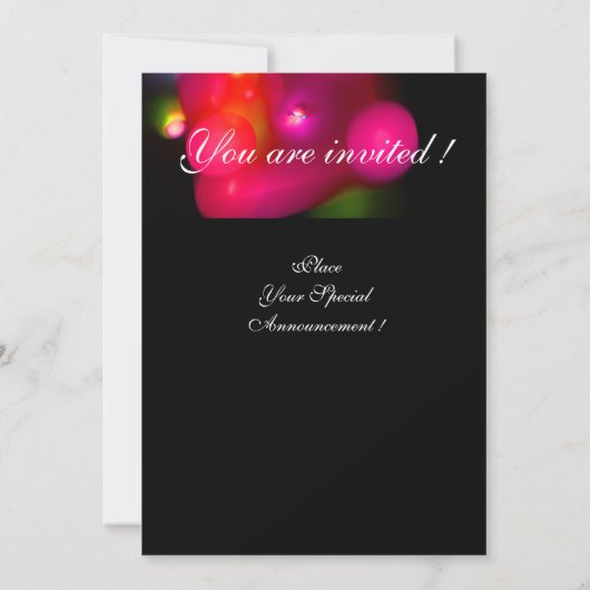 Invitation MONOGRAMME DE BULLE QUANTUME rouge rose noire (Dos)