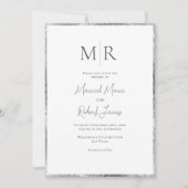 Invitation Monogramme de cadre argenté moderne Mariage élégan (Devant)