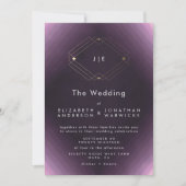 Invitation Monogramme de calligraphie violette classique Gold (Devant)