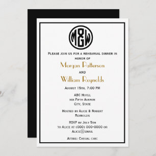 Invitation Monogramme de cercle noir blanc Police DO-IT-YOURS
