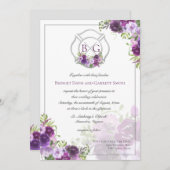 Invitation Monogramme de chasse aux incendies flor (Devant / Derrière)