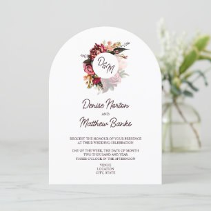 Invitation Monogramme de chrysanthème sur blanc pur