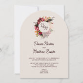 Invitation Monogramme de chrysanthème sur cameo beige (Devant)