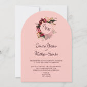Invitation Monogramme de chrysanthème sur Gossamer rose (Devant)