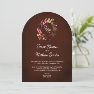 Invitation Monogramme de chrysanthème sur le vin