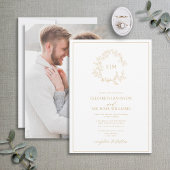 Invitation Monogramme de cime dorée moderne Mariage photo