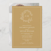 Invitation Monogramme de cime dorée moderne Mariage photo (Devant / Derrière)