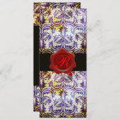 Invitation MONOGRAMME DE CIRE ROUGE DAMASSÉ ANTIQUE,purple (Devant / Derrière)