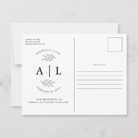 Invitation Monogramme de Collage de Photos Simple pour Faire  (Dos)