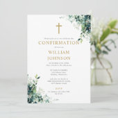 Invitation Monogramme de confirmation de la verdure florale d (Debout devant)