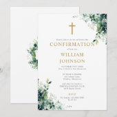 Invitation Monogramme de confirmation de la verdure florale d (Devant / Derrière)