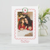 Invitation Monogramme de couronne de Noël du grand-millénaire (Debout devant)