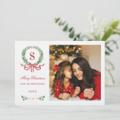Invitation Monogramme de couronne de Noël du grand-millénaire (Debout devant)
